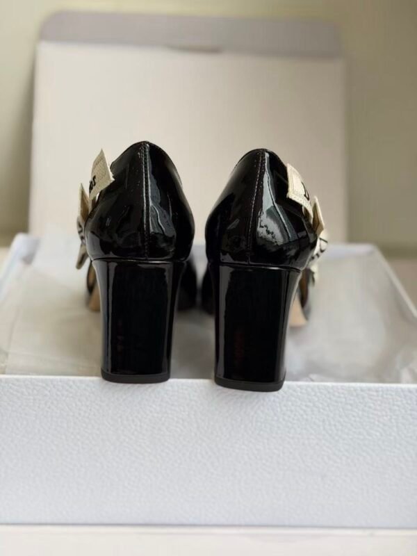 Women’s Patent Leather Chunky Heel Loafers – Comfortable Mary Jane Pumps with Ribbon Bow