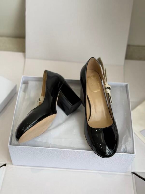 Women’s Patent Leather Chunky Heel Loafers – Comfortable Mary Jane Pumps with Ribbon Bow