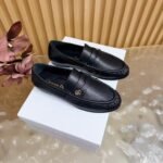 Women's Classic Black Leather Loafers – Warm Wool Lined Flat Slip-On Dress Shoes