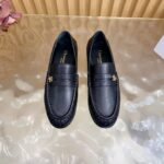 Women's Classic Black Leather Loafers – Warm Wool Lined Flat Slip-On Dress Shoes