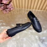 Women's Classic Black Leather Loafers – Warm Wool Lined Flat Slip-On Dress Shoes