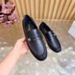 Women's Classic Black Leather Loafers – Warm Wool Lined Flat Slip-On Dress Shoes