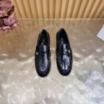 Women's Patent Leather Loafers - Genuine Leather Flat Shoes with Sheepskin Lining & Metal Buckle